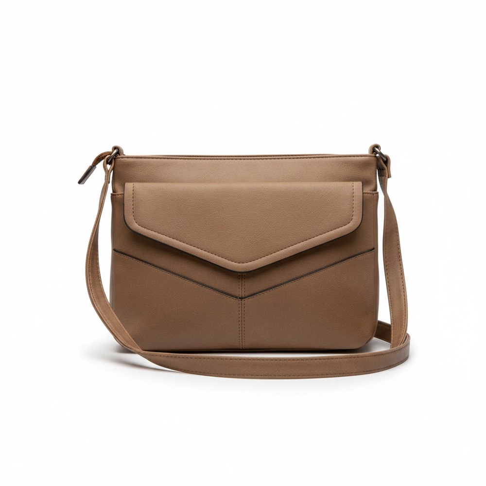 A&I Tan Vinyl Crossbody Bag Women’s Shoulder Purse Adjustable Strap NWT